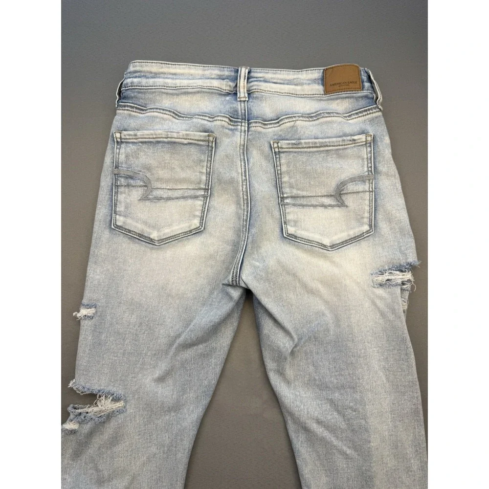 American Eagle Outfitters Hi-Rise Women's 8 S Blue Jeans Denim Ripped Distressed